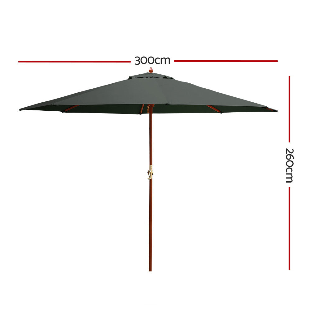 Outdoor Umbrella Pole 3m- Charcoal