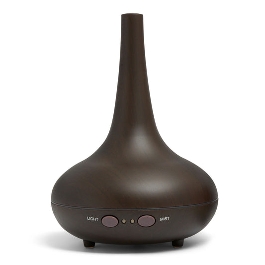 Aroma Diffuser Ultrasonic Humidifier  LED Light 200ML 3 Oils - Dark Wood Grain