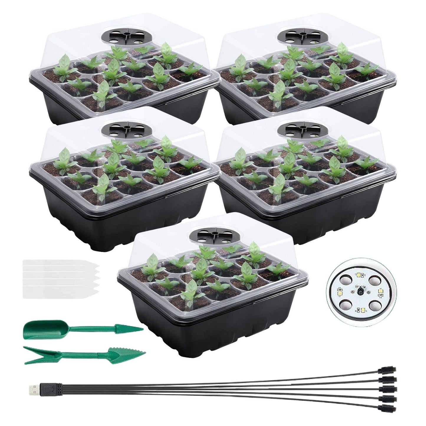 Seed Starter Tray with Grow Light (12 Cells per Tray)