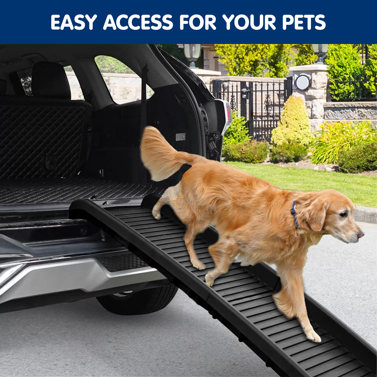 Dog Ramp Foldable Vehicle Ladder Step Stairs - Black