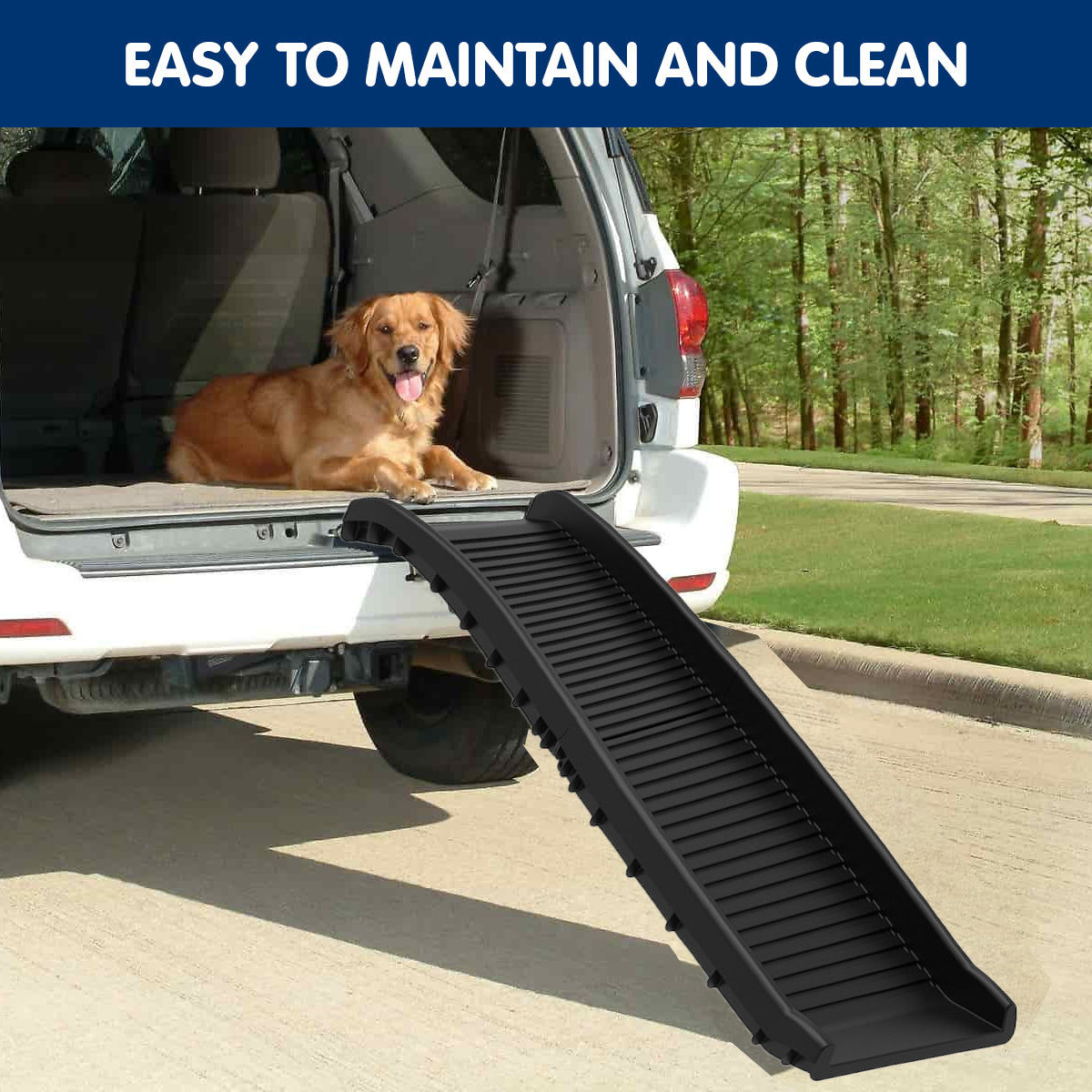 Dog Ramp Foldable Vehicle Ladder Step Stairs - Black