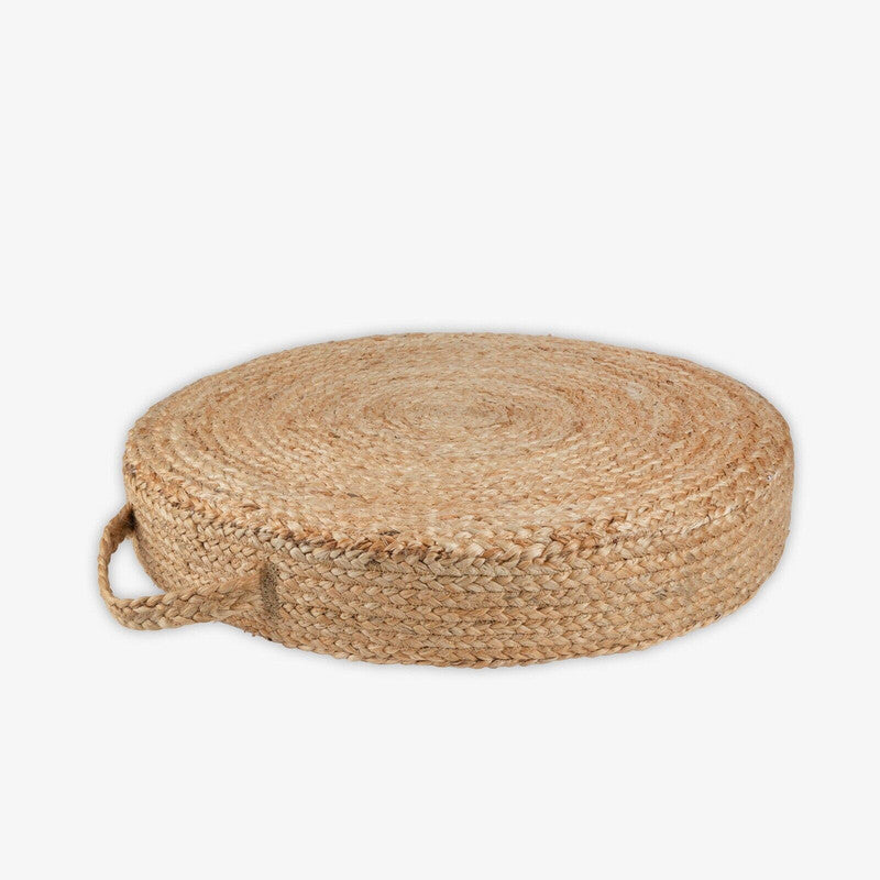 Ottoman Jute Hand Braided natural floor-pallet cushion 60 x 60 x 20 cm