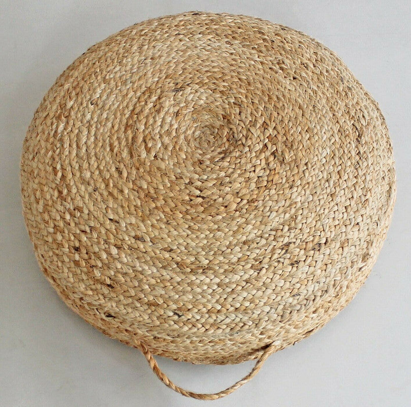 Ottoman Jute Hand Braided natural floor-pallet cushion 60 x 60 x 20 cm