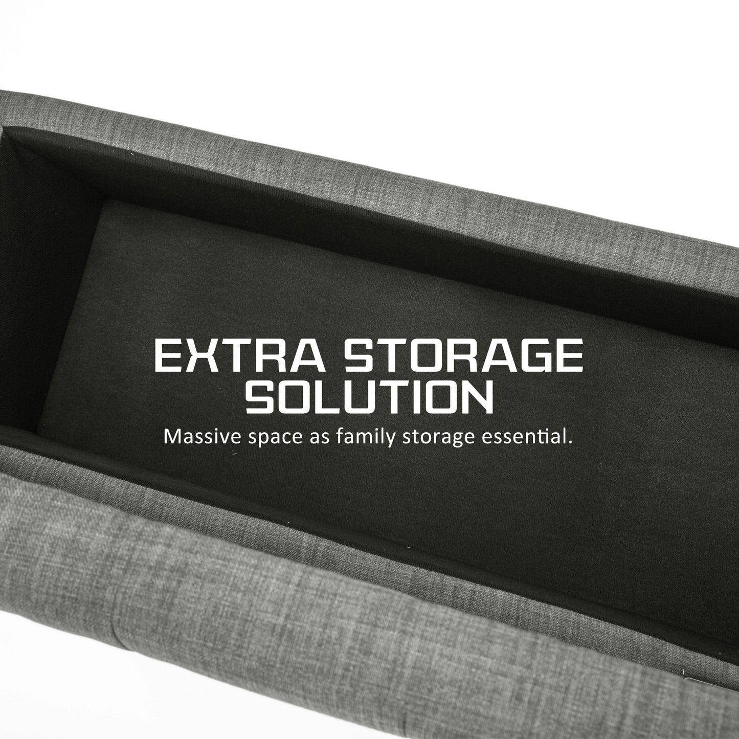 Ottoman Storage 102cm Fabric DARK GREY