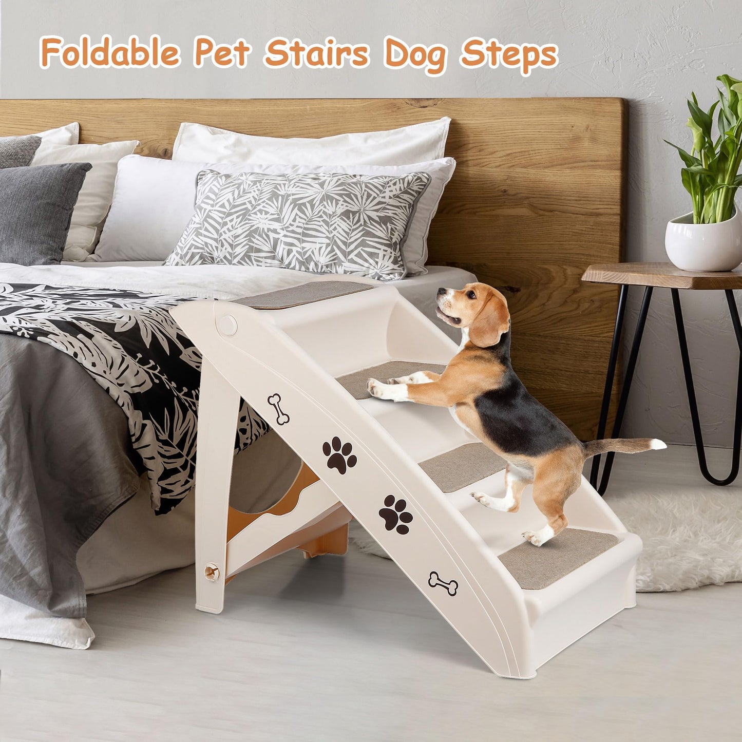 Dog Ramp Stairs Steps for Small Dogs with Non-Slip Pads - Grey