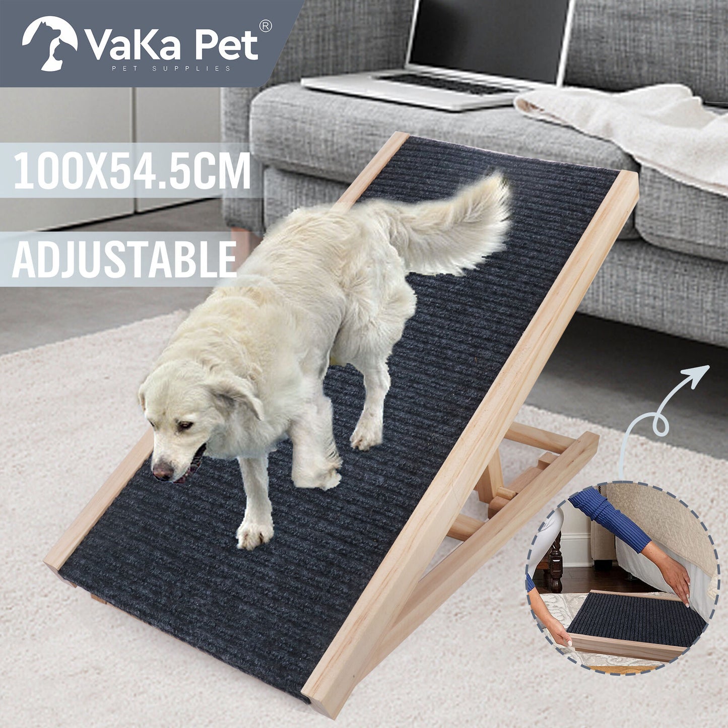 Dog Pet Ramp 100cm Foldable Adjustable Height