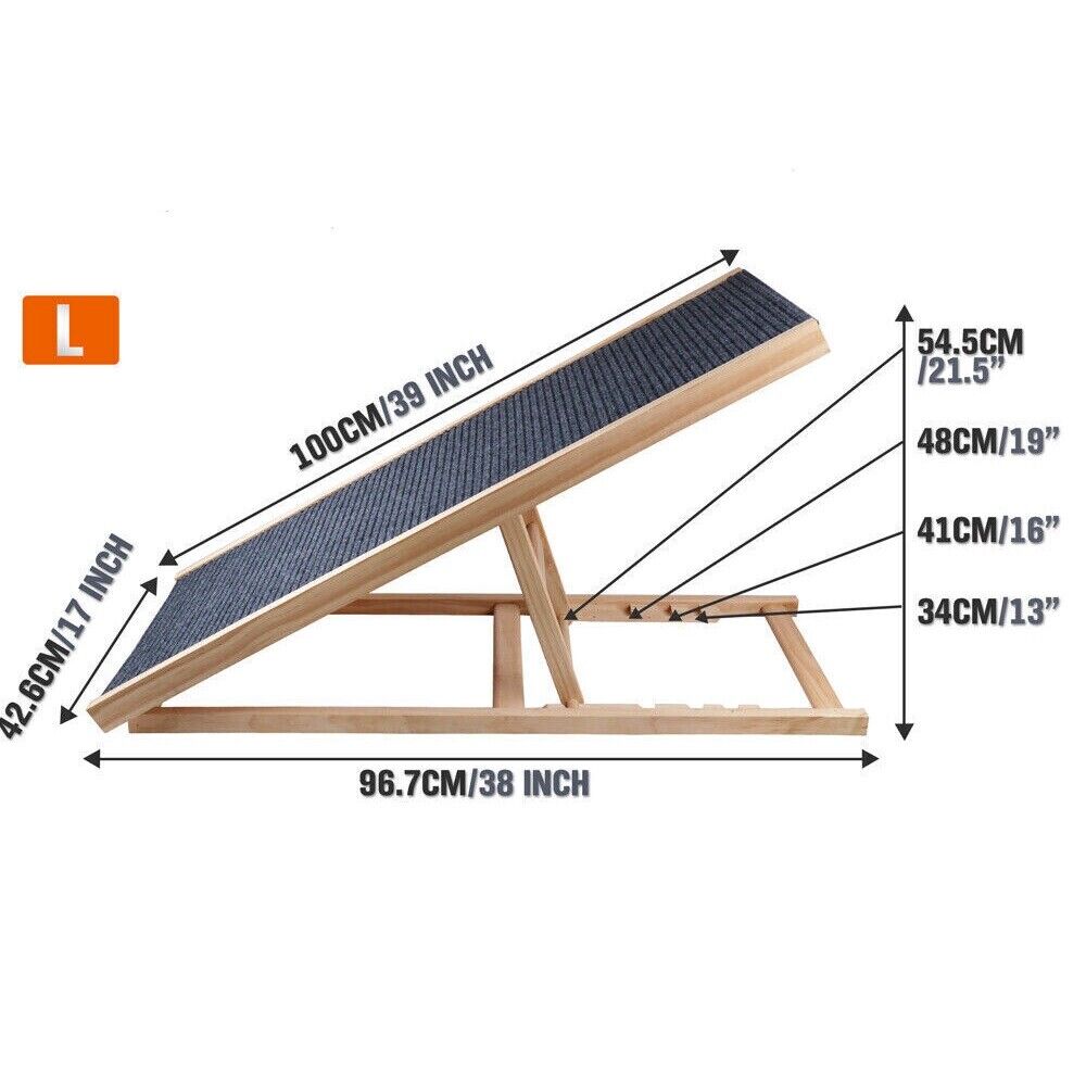 Dog Pet Ramp 100cm Foldable Adjustable Height