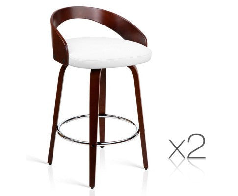 Set of 2 Cherry Wood Bar Stools