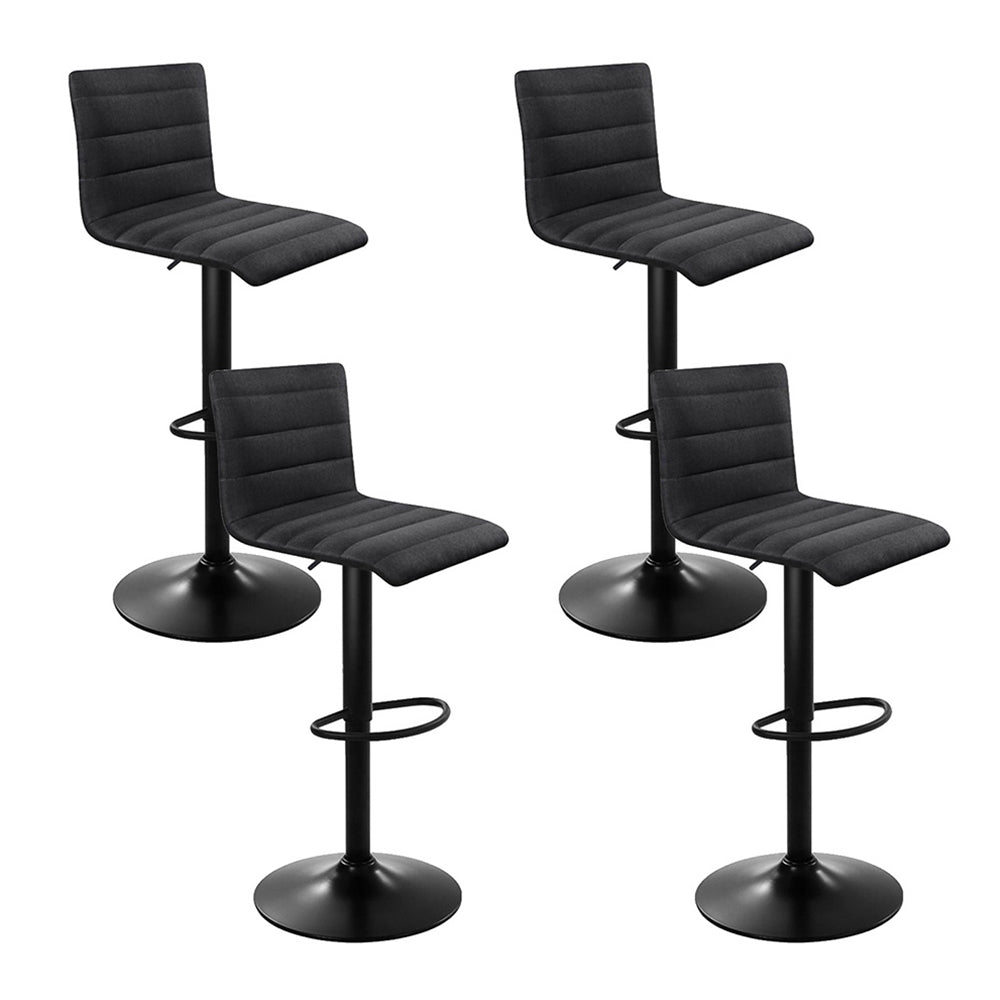 Bar Stools - Set of 4 Faux Linen  - Black