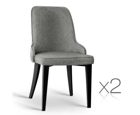 Set of 2 Fabric Dining Chairs Grey