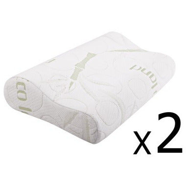 Set of 2 Bamboo Fabric Cover Contour Memory Foam Pillow 50 x 30 cm