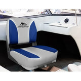 Folding Swivel Boat Seats x 2 - Grey & Blue