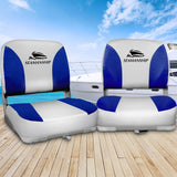 Folding Swivel Boat Seats x 2 - Grey & Blue