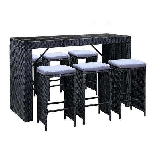 Bar Table Set -  7 Piece -Black