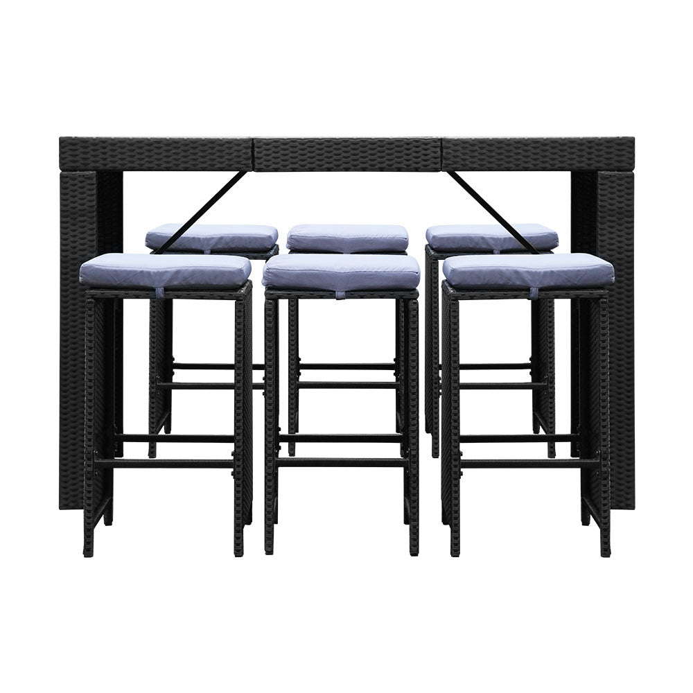 Bar Table Set -  7 Piece -Black