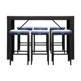 Bar Table Set -  7 Piece -Black