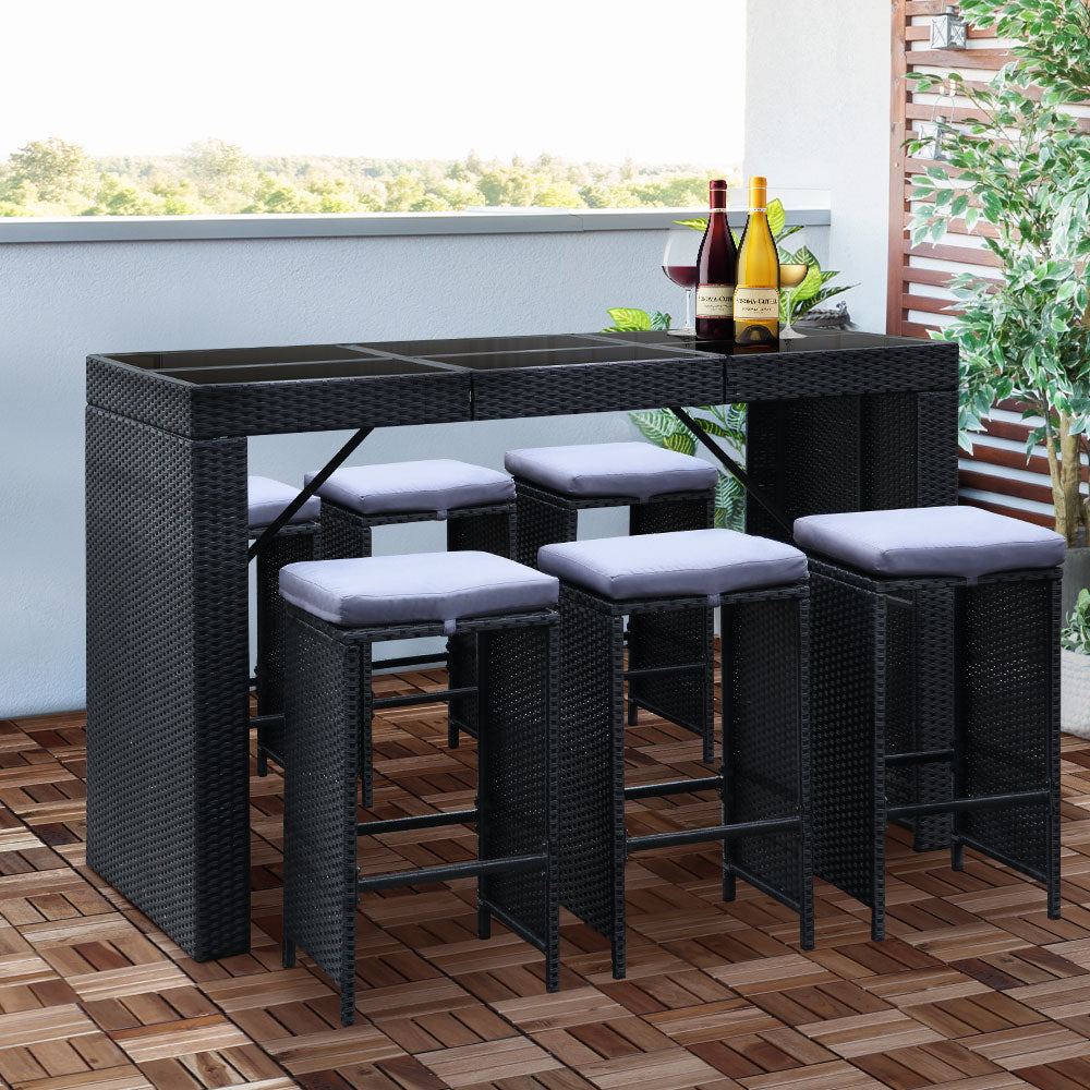 Bar Table Set -  7 Piece -Black