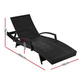 Sun Lounge Set of 2 with Cushion - Black Frame