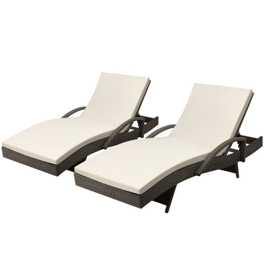 Sun Lounge -Set of 2 with Cushion