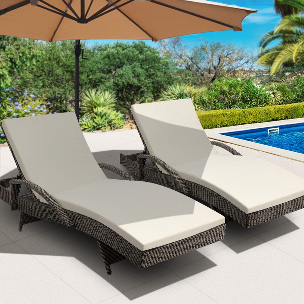 Sun Lounge -Set of 2 with Cushion