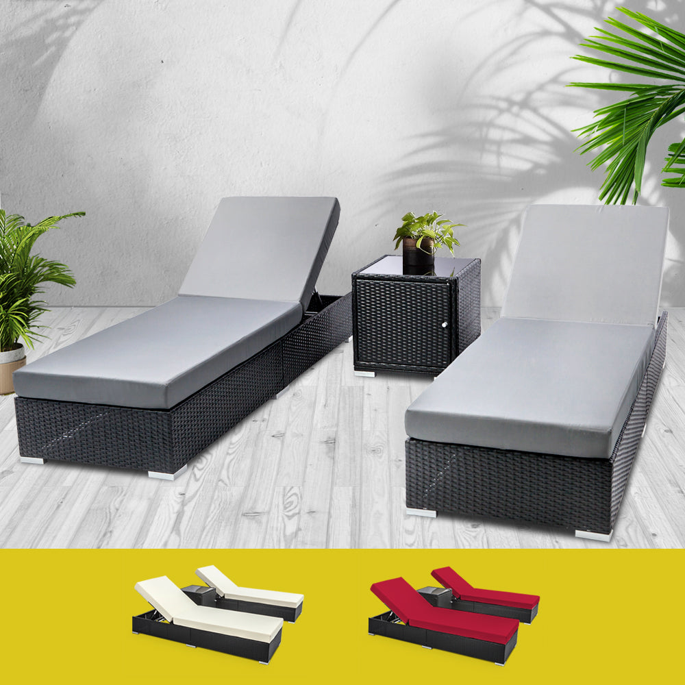 Sun Lounge 3PC - Wicker