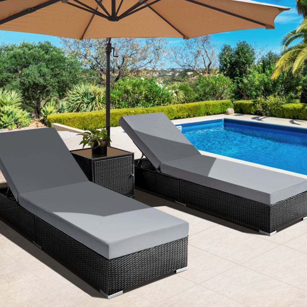 Sun Lounge 3PC - Wicker