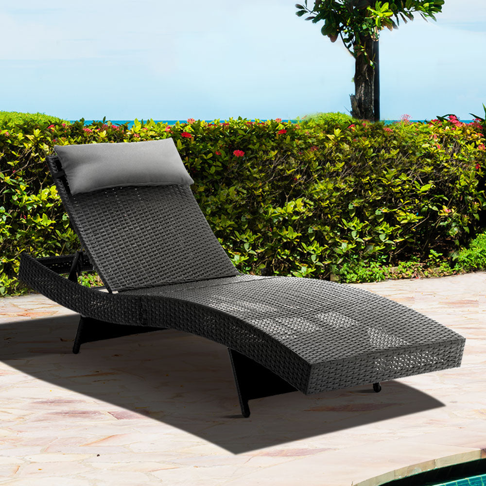 Sun Lounge - Wicker -Black