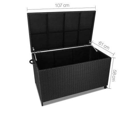 Wicker Outdoor Storage Box - Black