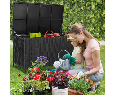 Wicker Outdoor Storage Box - Black