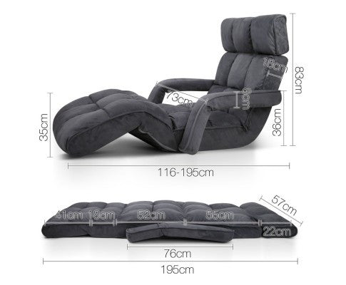 Lounger with Arms  Adjustable – Charcoal