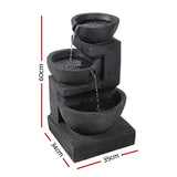 Water Fountain with LED Lights 3-Tier Bowls 60cm