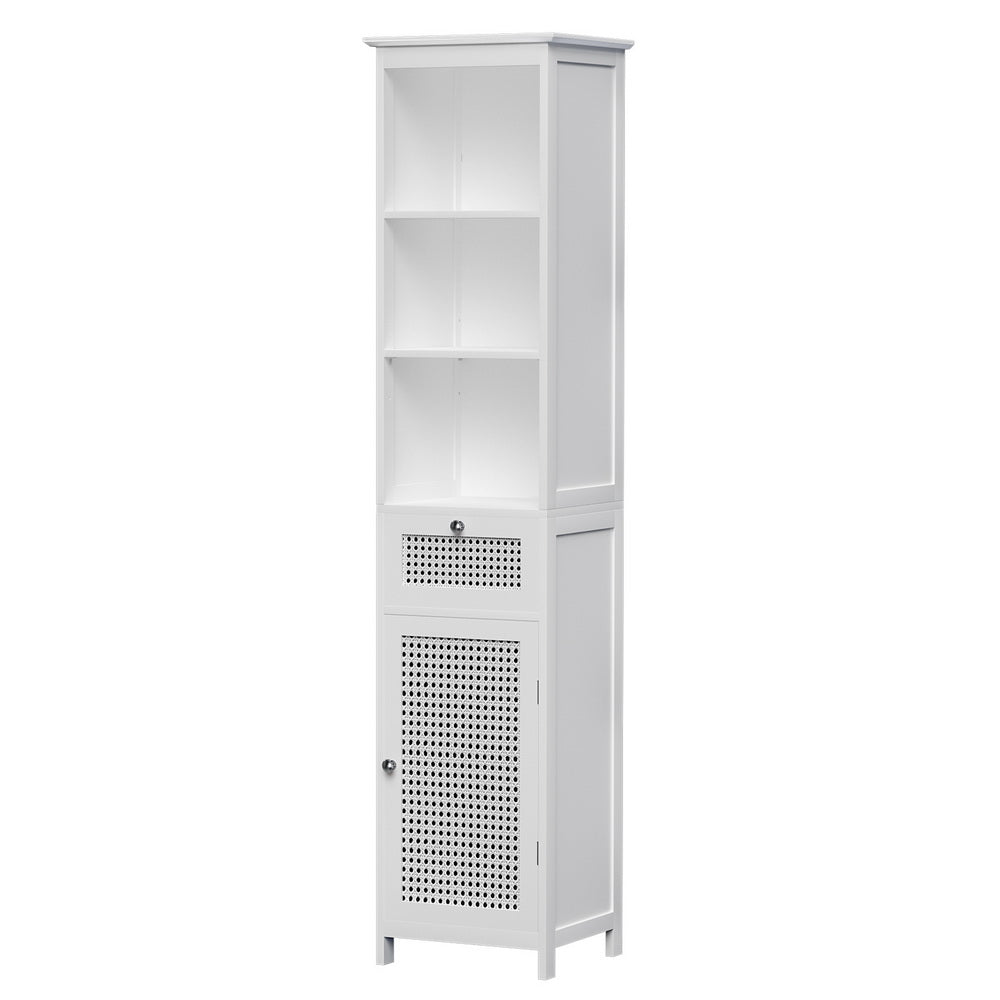 Cabinet Storage 161cm White Rattan