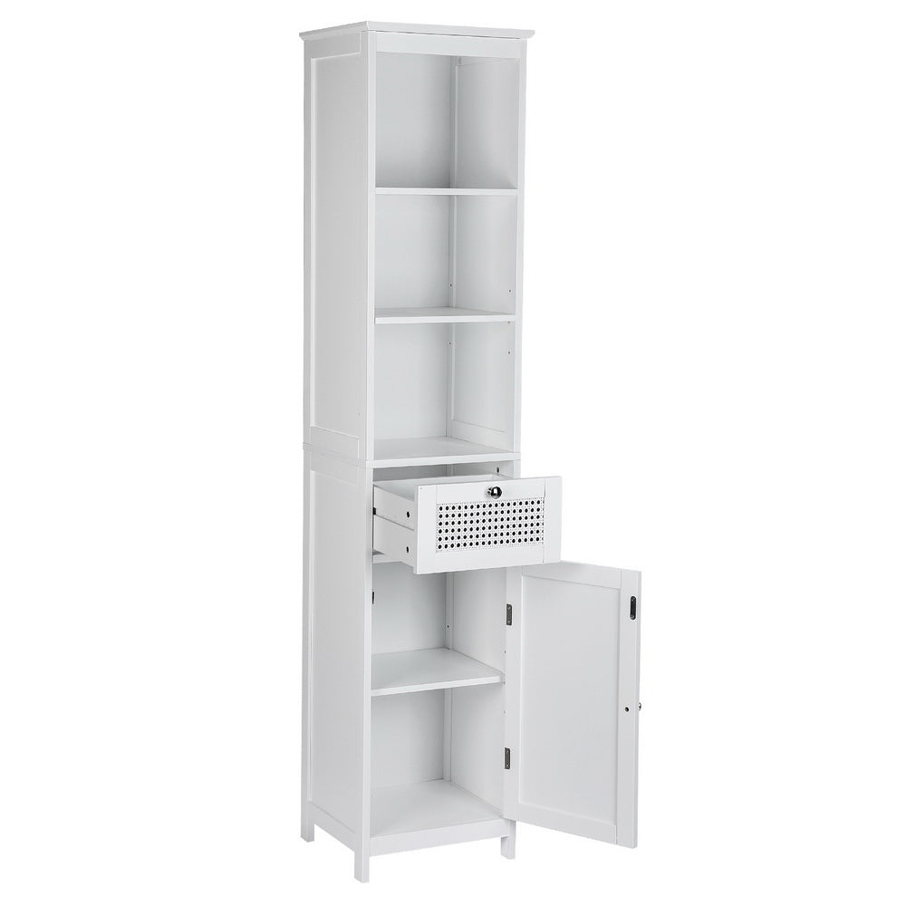 Cabinet Storage 161cm White Rattan