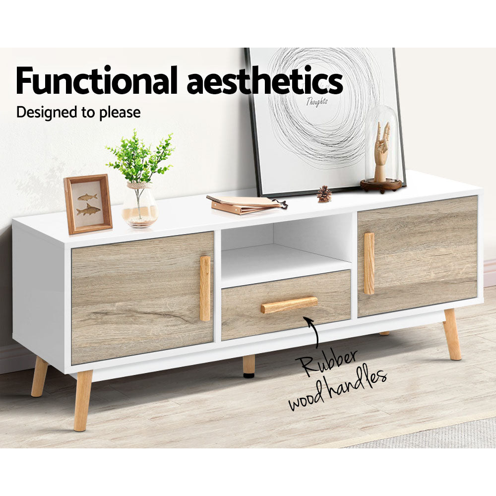 TV Unit 120cm - White & Wood