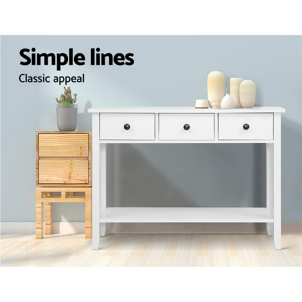 Hallway Console Table - 3 Drawers White