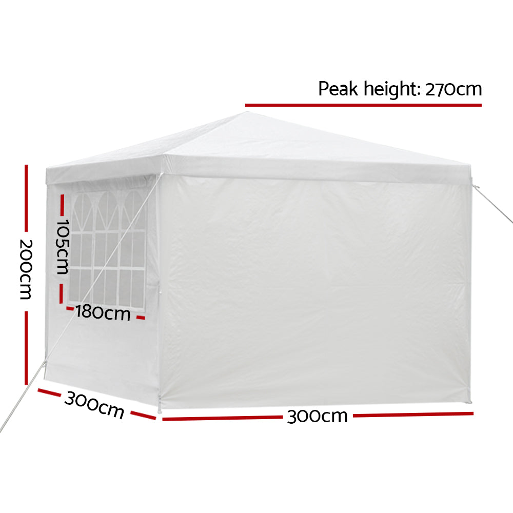 Gazebo 3x3m with walls - White