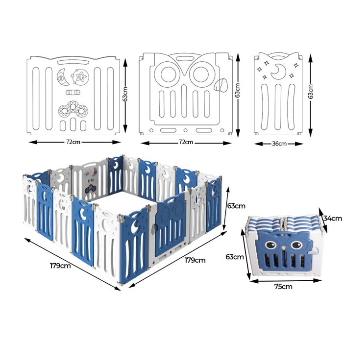 Playpen 18 Panels  - Blue