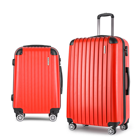 Suitcase Sets Trolley 2pc - Travel TSA Hard  Red