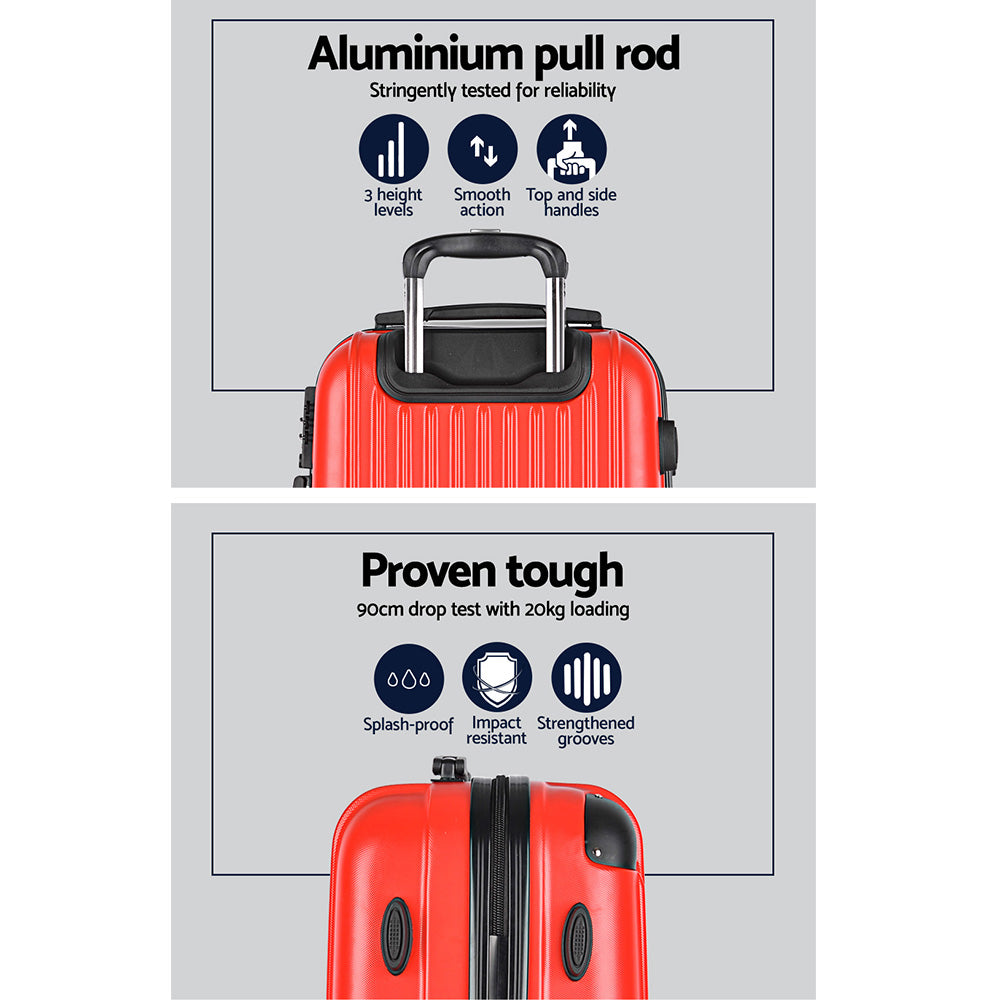 Suitcase Sets Trolley 2pc - Travel TSA Hard  Red