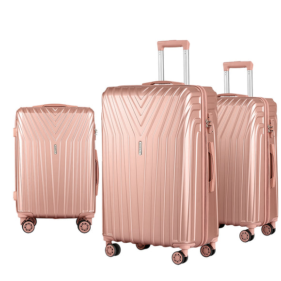 Suitcase Sets 3 Pc -Lightweight - Pink