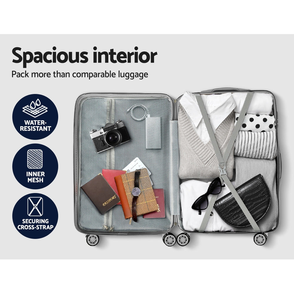 Suitcase Sets 3 Pc - Lightweight -Silver