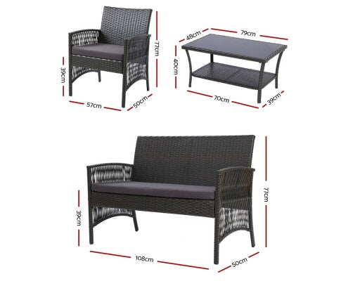 Rattan Setting - 4 piece