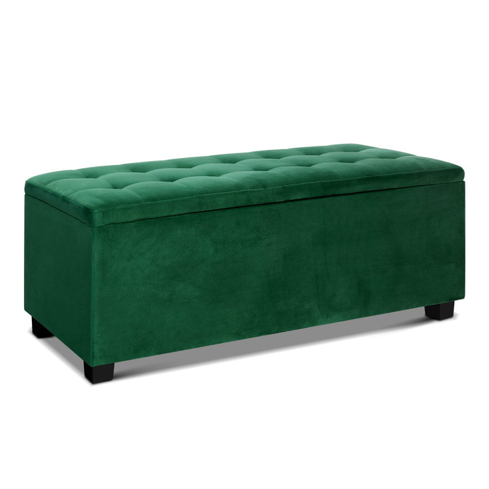 Ottoman Blanket Box - Green Velvet