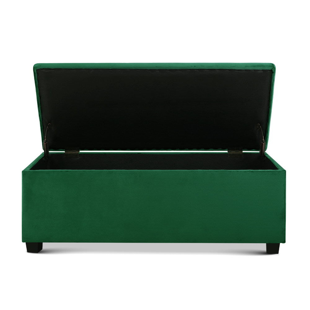 Ottoman Blanket Box - Green Velvet