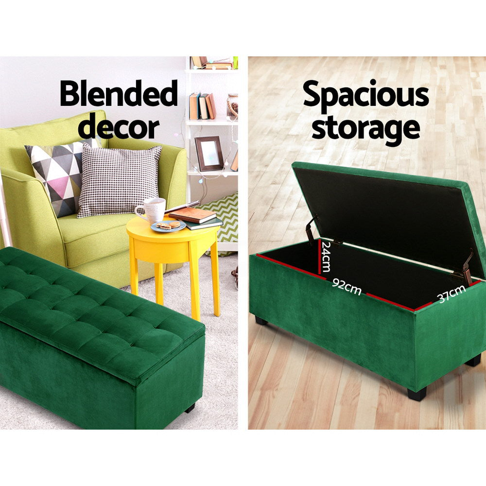 Ottoman Blanket Box - Green Velvet