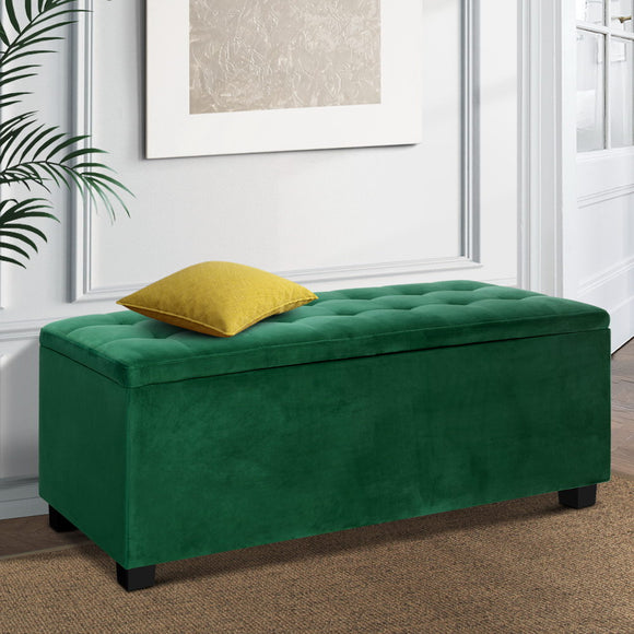 Ottoman Blanket Box - Green Velvet