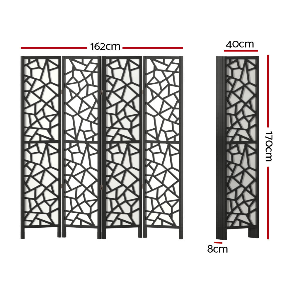 Room Divider - 4 Panel Black