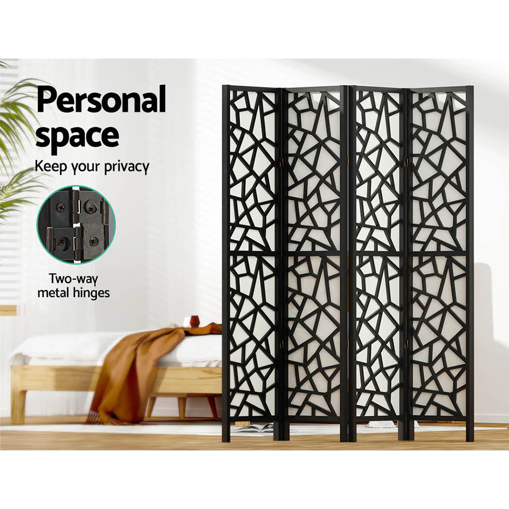 Room Divider - 4 Panel Black