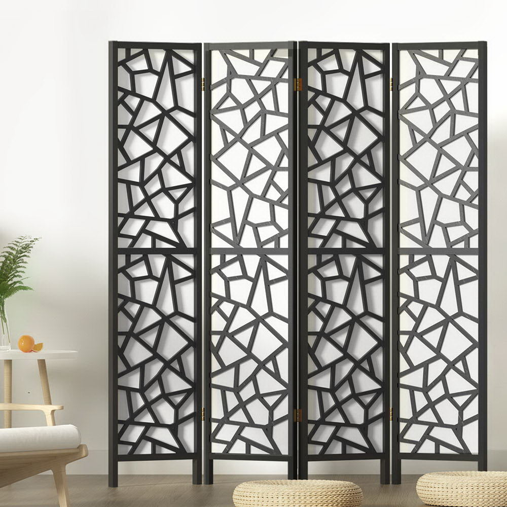 Room Divider - 4 Panel Black