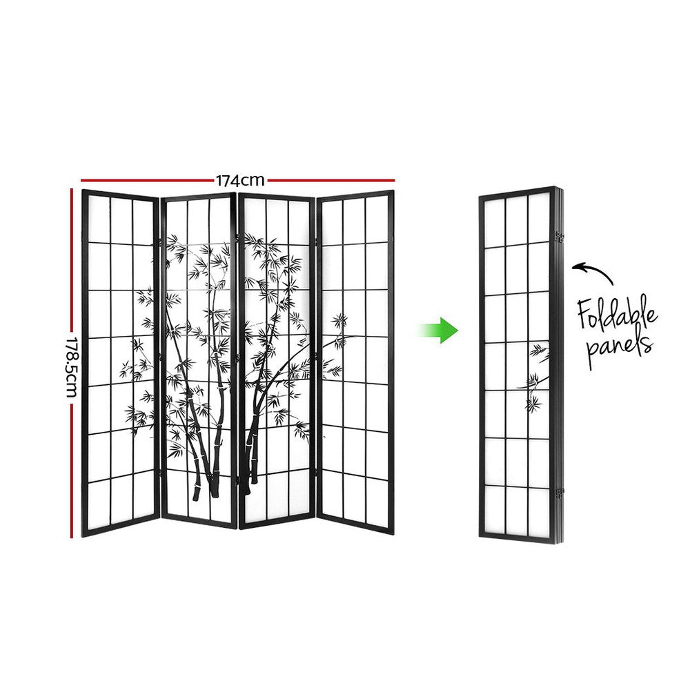 Room Divider - Black & White 4 Panel